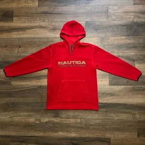 Vintage Nautica Competition Red Fleece Men's Large Hoodie